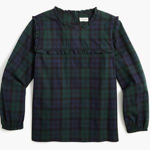 NWT J.Crew Factory Girls' Black Watch plaid ruffle top
